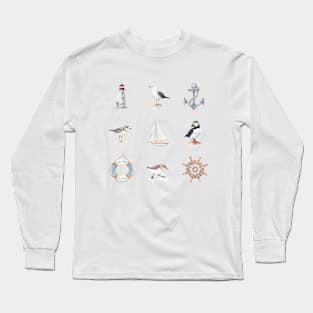 Nautical art pattern Long Sleeve T-Shirt